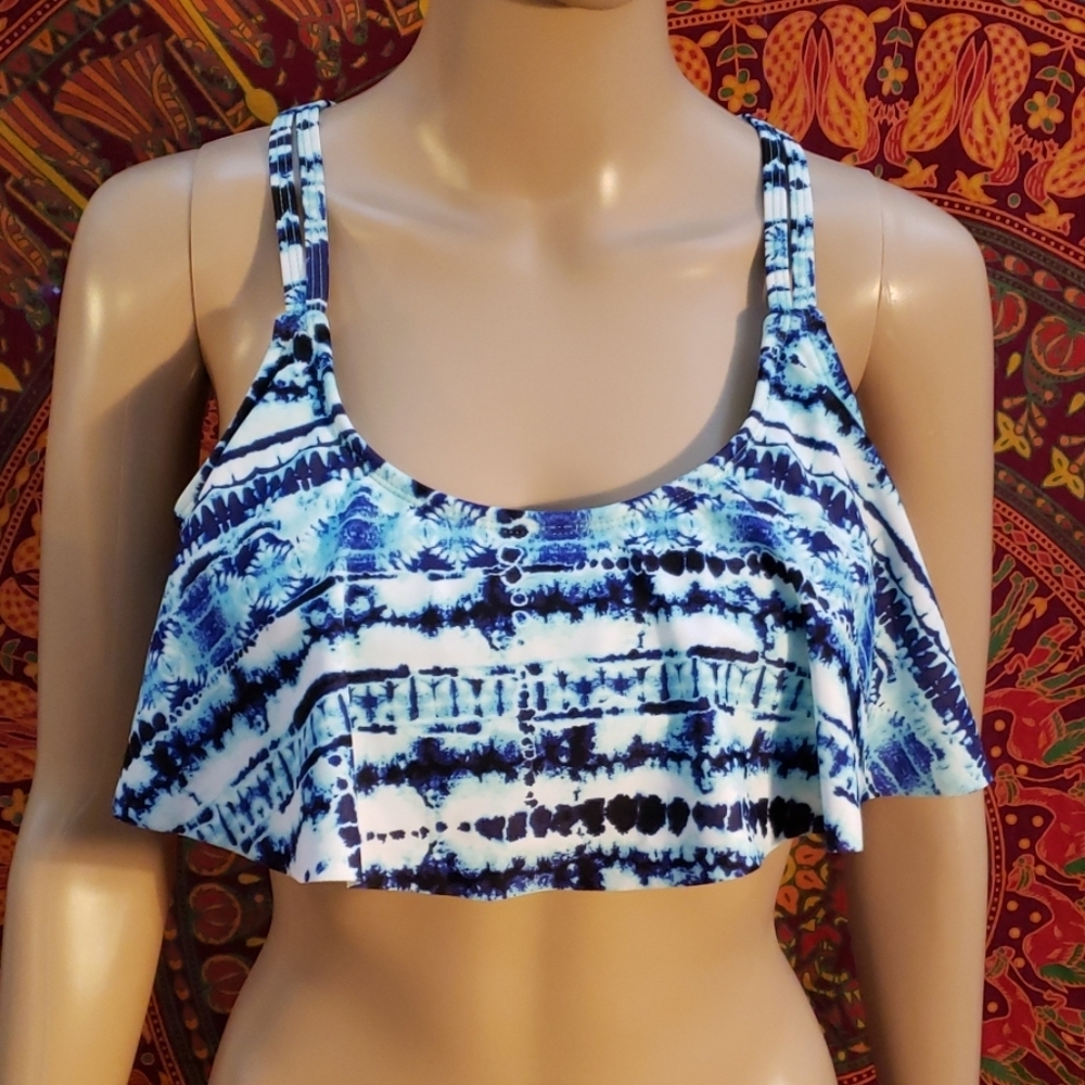 Arizona Jeans Tie Dye Flounce Bikini Top Size Large